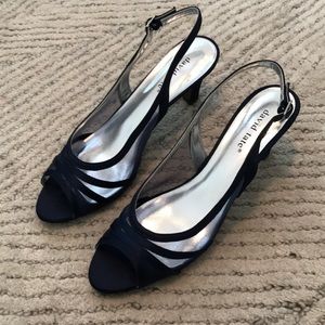 Dressy navy blue peep toe shoes